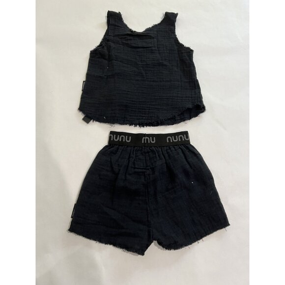 Nununu Muslin Smirk Top & Beach Shorts in Black - Picture 2 of 3